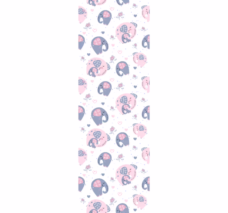 Toile fenêtre chambre enfant éléphants roses mignons - TenStickers