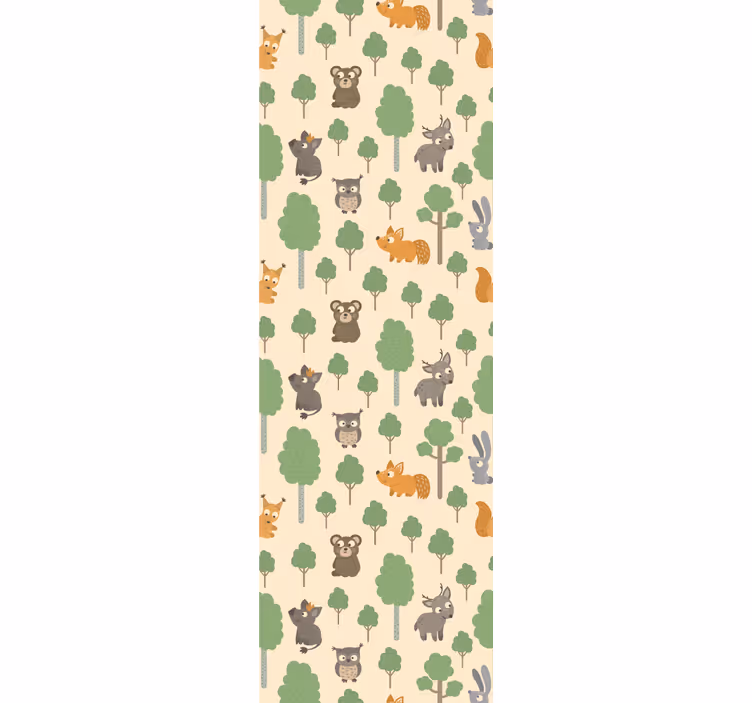 Toile fenêtre chambre enfant animaux et arbres mignons - TenStickers