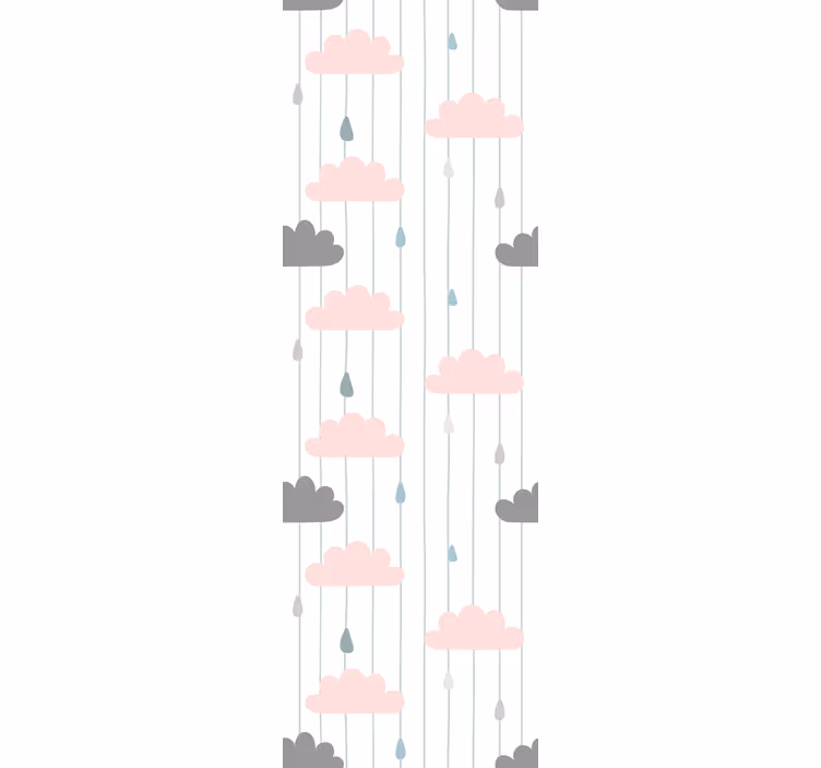 Toile fenêtre chambre enfant nuages roses et gris - TenStickers