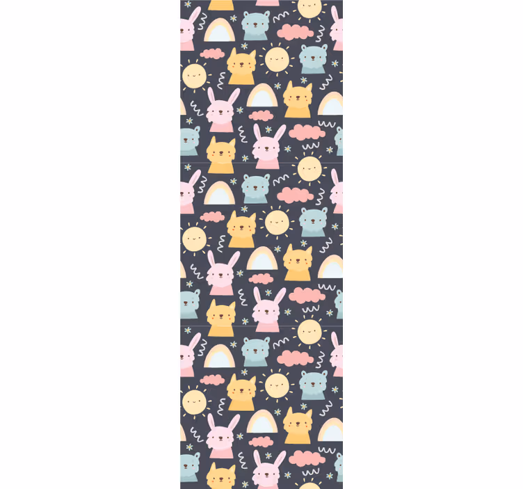 Toile fenêtre chambre enfant animaux et arcs-en-ciel pastel - TenStickers
