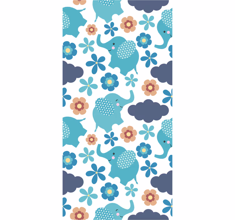 Toile fenêtre chambre enfant éléphants et fleurs - TenStickers