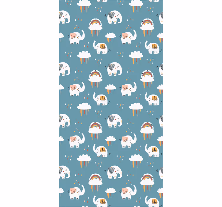 Toile fenêtre chambre enfant éléphant sous la pluie - TenStickers