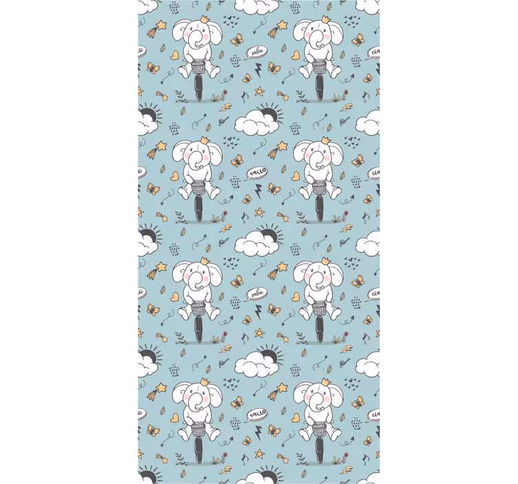 Toile fenêtre chambre enfant éléphants qui font coucou - TenStickers