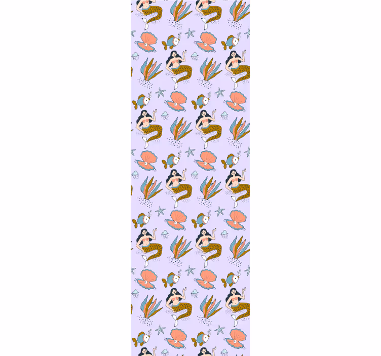 Toile fenêtre chambre enfant sirènes et coquillages - TenStickers