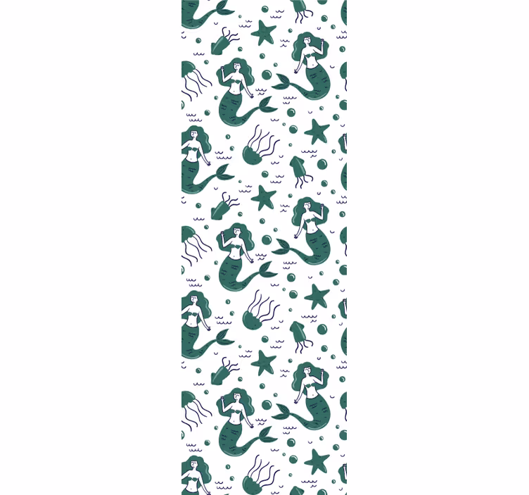 Toile fenêtre chambre enfant sirènes vertes - TenStickers