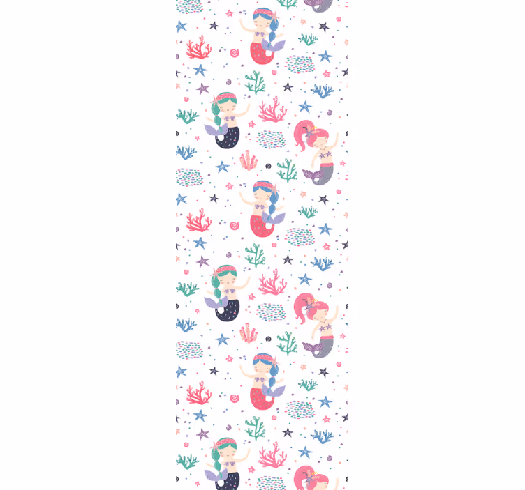 Toile fenêtre chambre enfant petite sirène avec couettes - TenStickers