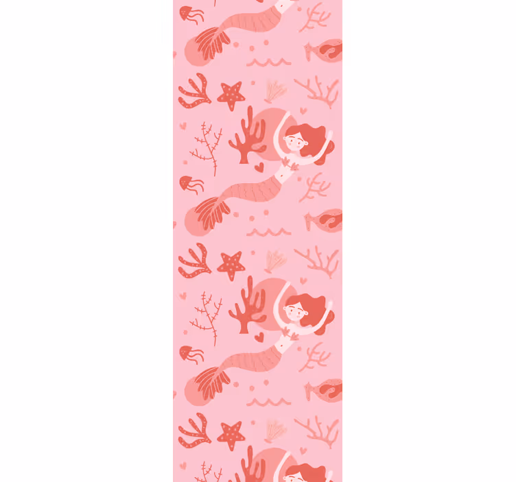 Toile fenêtre chambre enfant sirène rose souriante - TenStickers