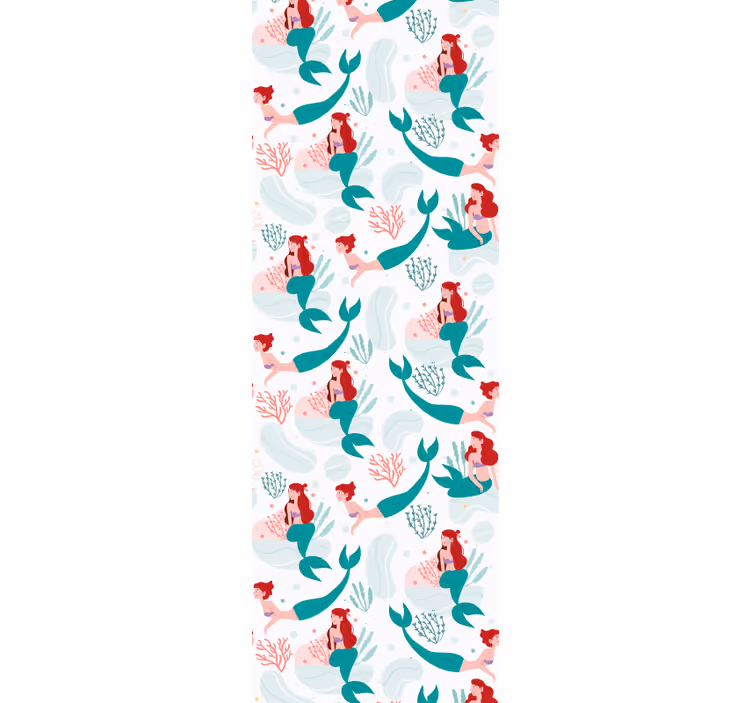 Toile fenêtre chambre enfant sirène cheveux rouges souriante - TenStickers