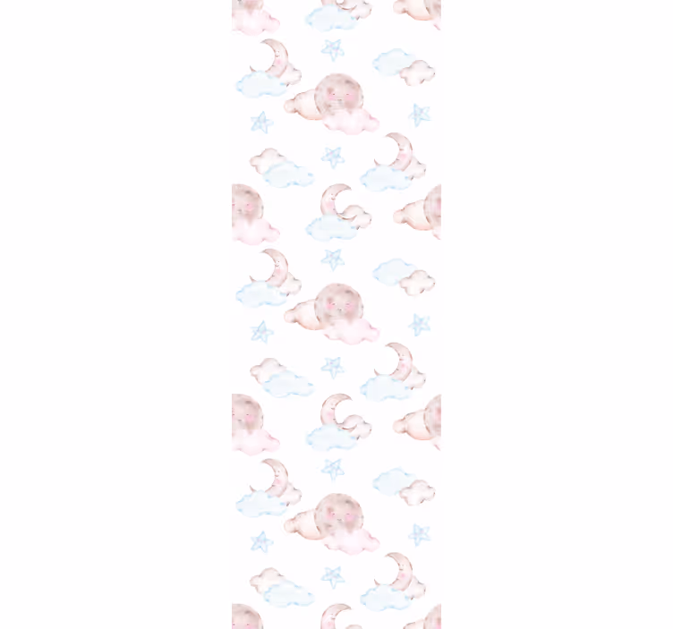 Toile fenêtre chambre enfant lune aquarelle - TenStickers