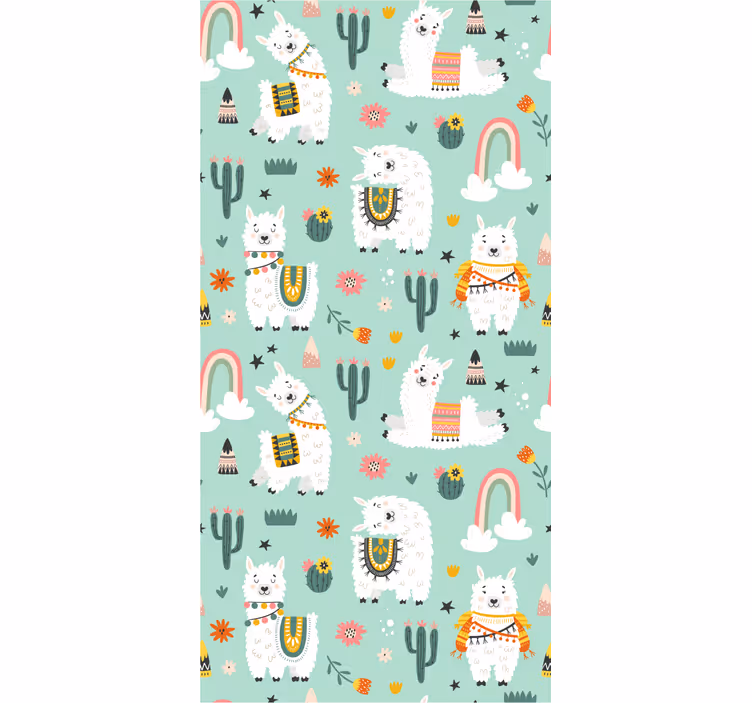 Toile fenêtre chambre enfant arc-en-ciel et cactus - TenStickers