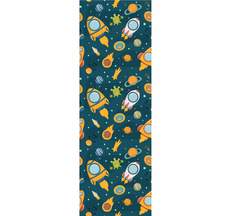 Toile fenêtre chambre enfant illustration aliens ronds - TenStickers