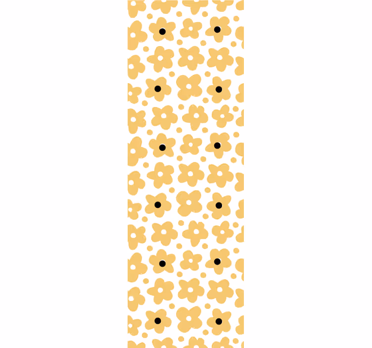 Toile fenêtre chambre enfant motif floral abstrait jaune - TenStickers