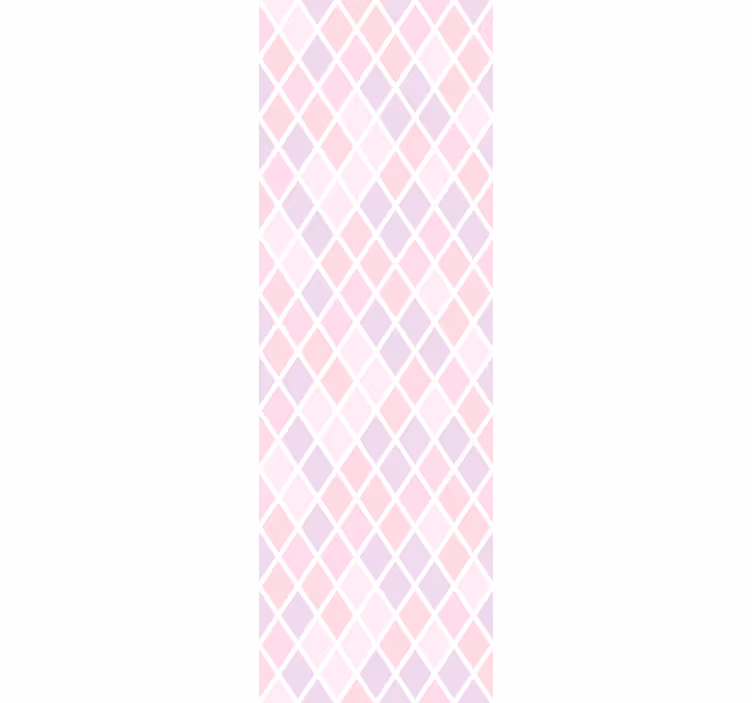 Toile fenêtre chambre enfant design losanges roses et blancs - TenStickers