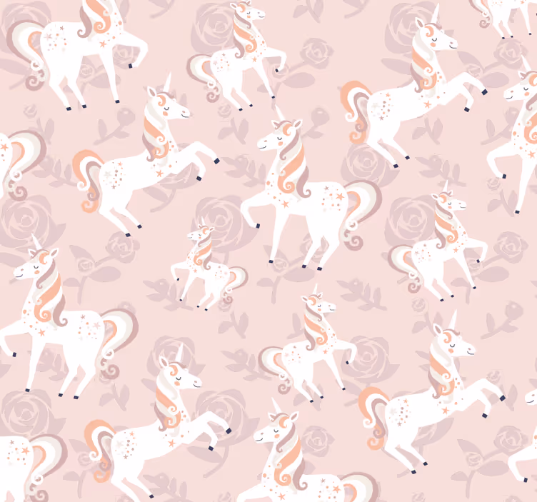 Toile fenêtre chambre enfant licorne rose et fleurie - TenStickers
