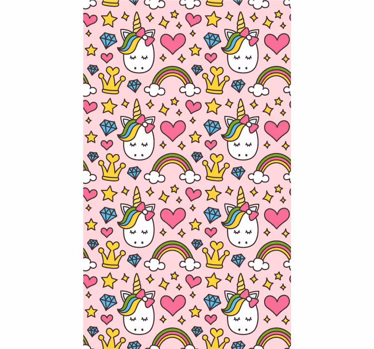 Toile fenêtre chambre enfant jolis arcs-en-ciel et licornes - TenStickers