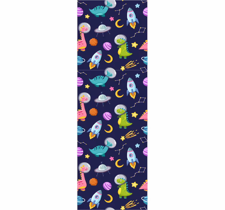 Toile fenêtre chambre enfant dinosaurs spatiaux mignons - TenStickers