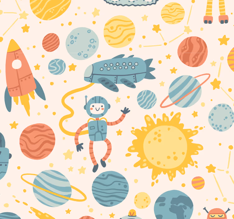 Toile fenêtre chambre enfant scène d'aventure spatiale - TenStickers