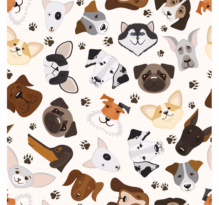 Toile fenêtre chambre enfant motif chiots et chiens mignons - TenStickers