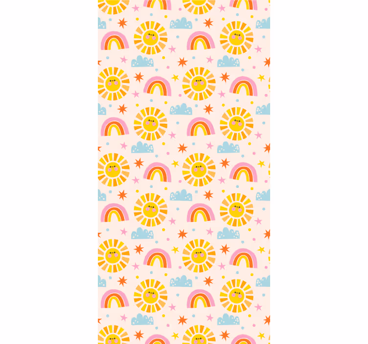 Toile fenêtre chambre enfant motif arc-en-ciel rose - TenStickers