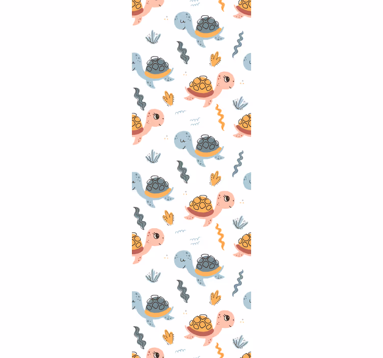 Toile fenêtre chambre enfant groupe de tortues mignonnes - TenStickers