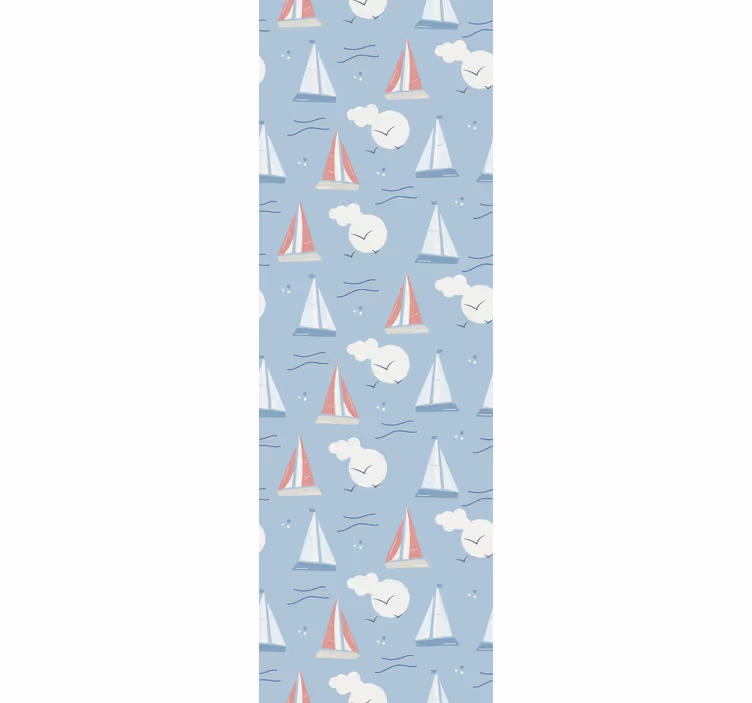 Toile fenêtre chambre enfant motif bateau sur les nuages - TenStickers