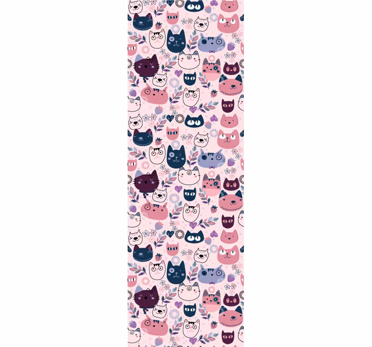 Toile fenêtre chambre enfant motif chats roses - TenStickers