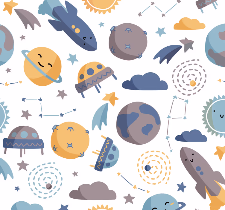Toile fenêtre chambre enfant espace joyeux - TenStickers