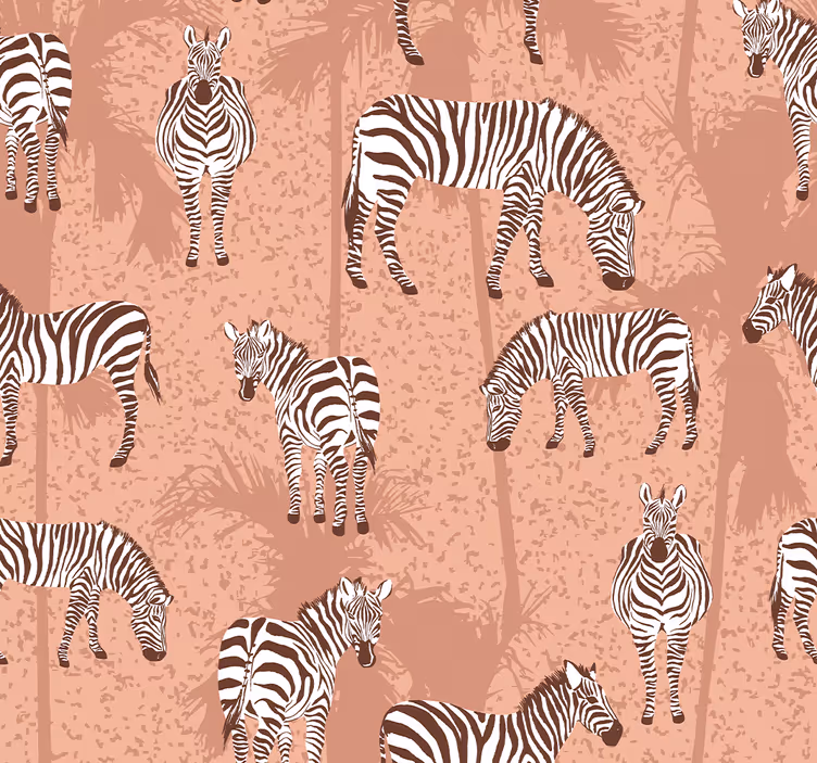 Toile fenêtre chambre enfant zèbre et palmiers marron - TenStickers