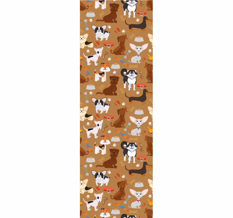 Toile fenêtre chambre enfant motif de chiens mignons - TenStickers