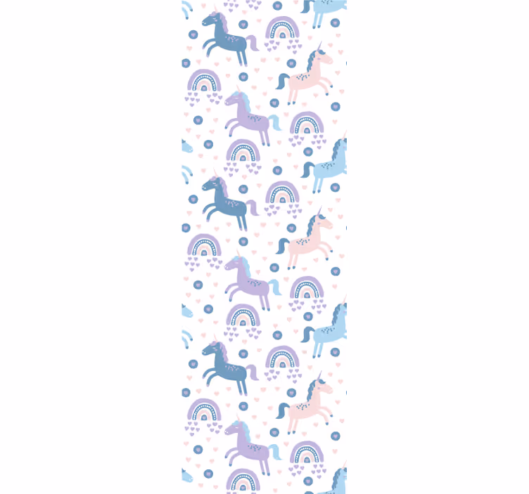 Toile fenêtre chambre enfant motif licornes pastel - TenStickers