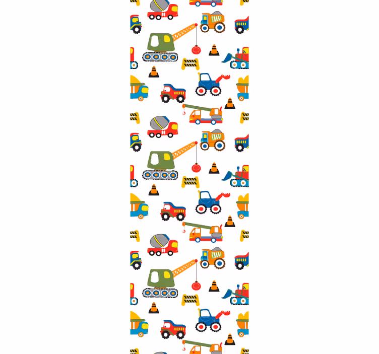 Toile fenêtre chambre enfant design mignons de pelleteuses - TenStickers