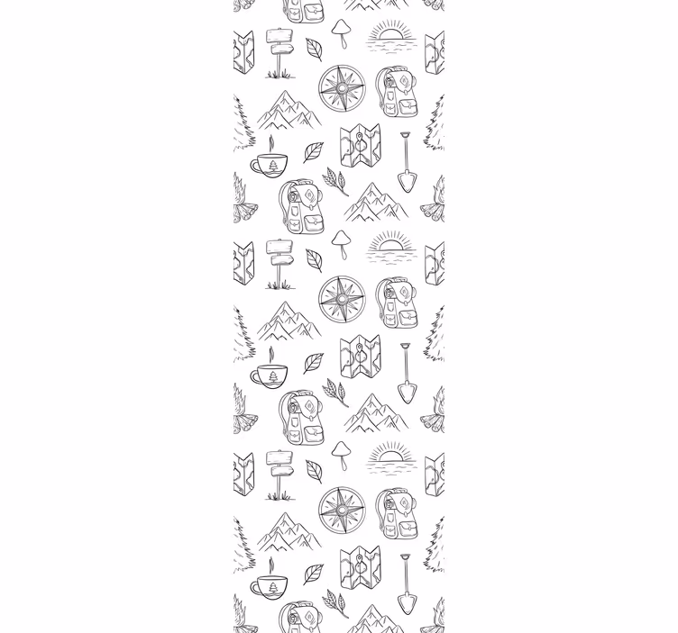 Toile fenêtre chambre enfant boussole dessinée montagne - TenStickers