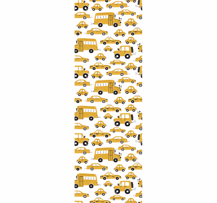 Toile fenêtre chambre enfant design mignon voiture jaune - TenStickers