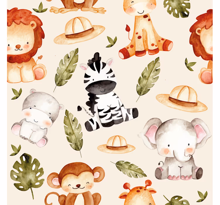 Toile fenêtre chambre enfant beige safari - TenStickers