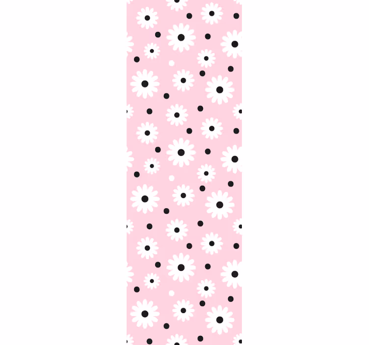 Toile fenêtre chambre enfant motif fleurs pois roses noirs - TenStickers