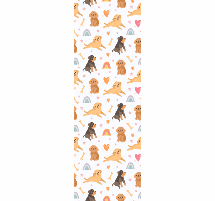 Toile fenêtre chambre enfant motif chien et arc-en-ciel - TenStickers