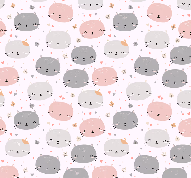 Toile fenêtre chambre enfant chatons gris et rose - TenStickers