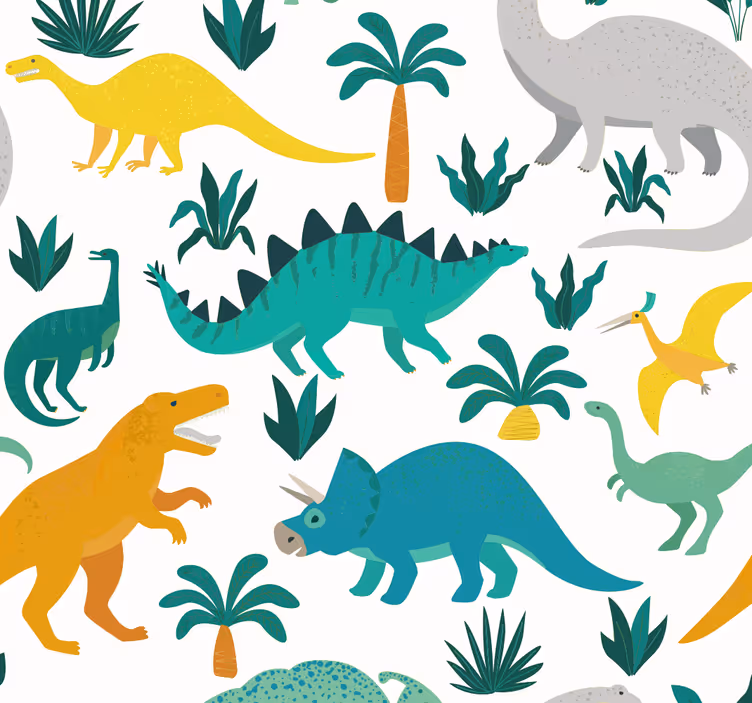 Toile fenêtre chambre enfant dinosaures et arbres - TenStickers
