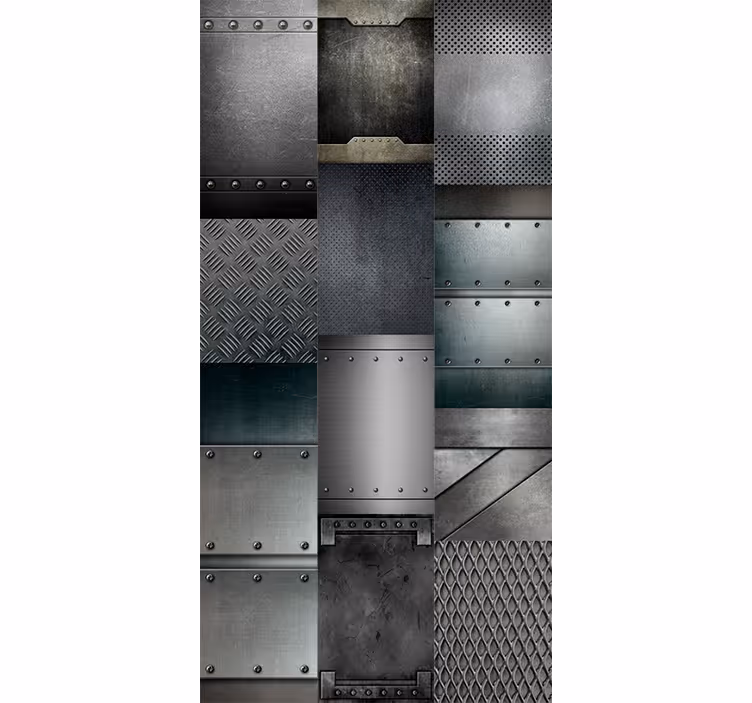 Toile fenêtre bureaux motif blocs noirs métalliques - TenStickers