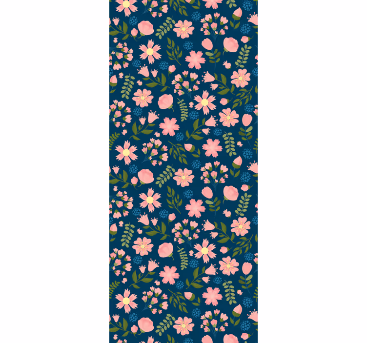 Toile fenêtre bureaux imprimé floral 'floflo' bleu - TenStickers