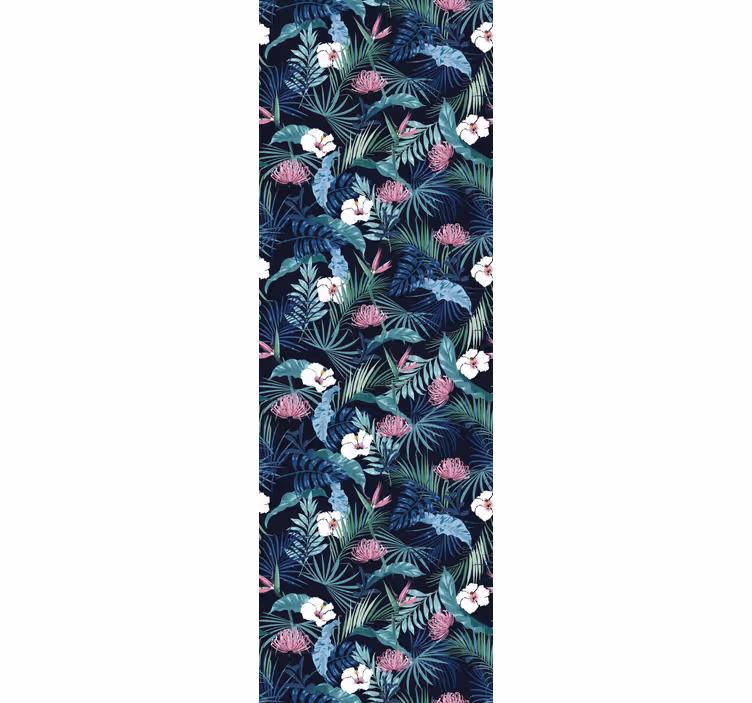 Toile fenêtre bureaux plantes exotiques sur feuilles - TenStickers