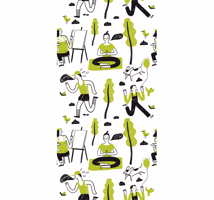 Toile fenêtre bureaux set de gribouillage sain - TenStickers