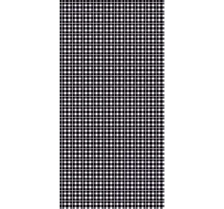 Toile fenêtre bureaux motif vichy noir et blanc - TenStickers