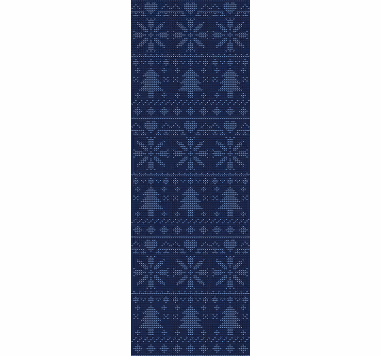 Toile fenêtre bureaux motif tricot noël bleu marine - TenStickers