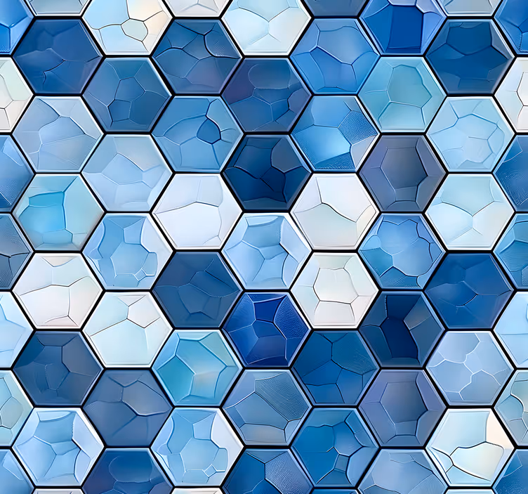 Toile fenêtre bureaux effet carreaux bleus - TenStickers
