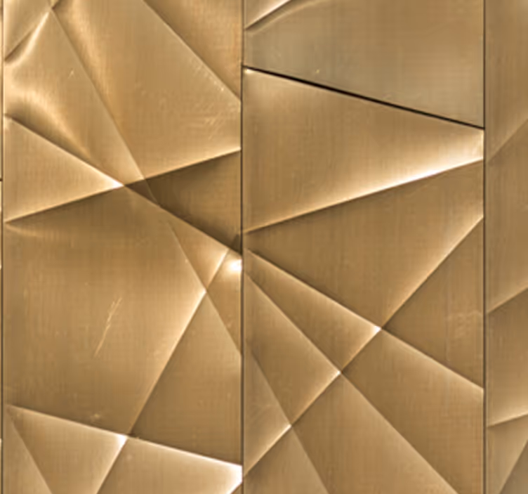 Toile fenêtre bureaux texture polygonale dorée 3d - TenStickers