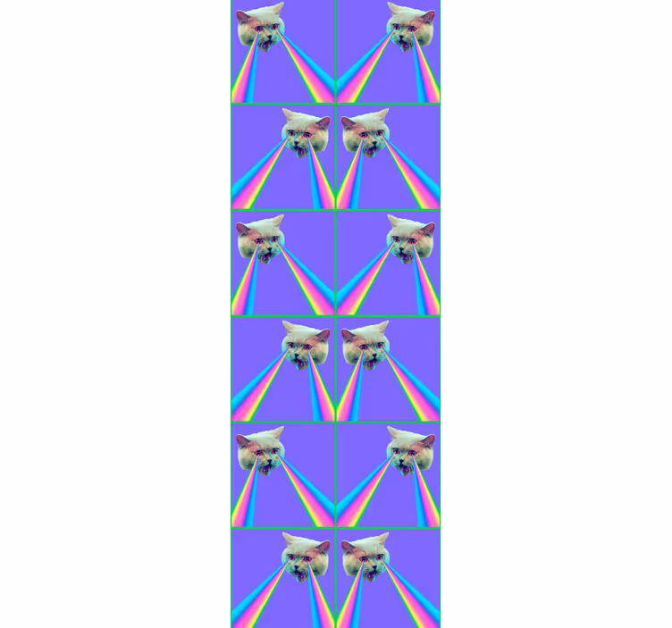 Toile fenêtre chambre adolescent chat laser vaporwave - TenStickers