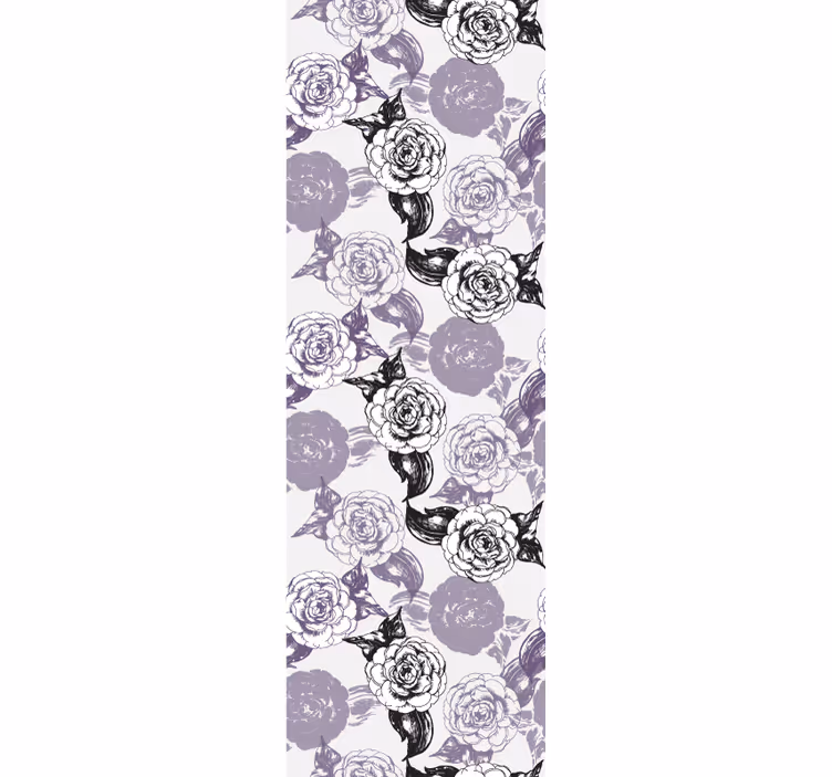 Toile fenêtre chambre adolescent motif floral violet et noir - TenStickers