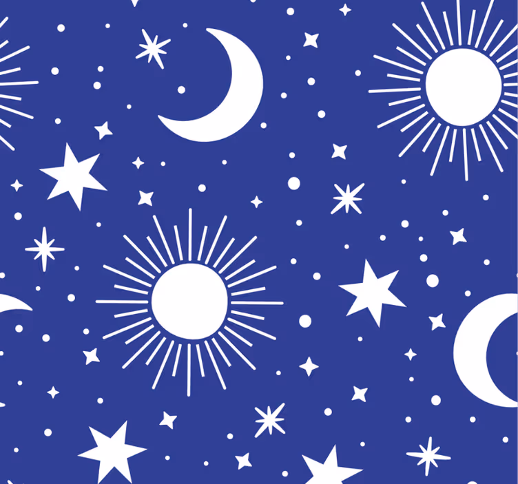 Toile fenêtre chambre adolescent étoiles et lunes bleues - TenStickers