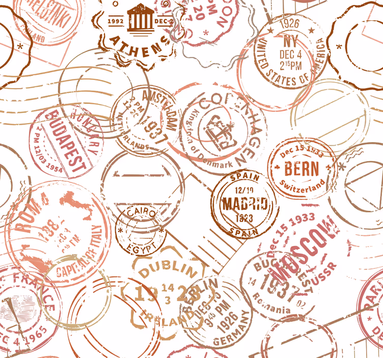 Toile fenêtre chambre adolescent timbres rétro - TenStickers